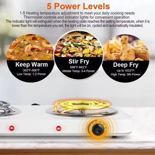 1500W Double Hot-plate Electric Frying Pan - Multifunctional Kitchen Utensil - White