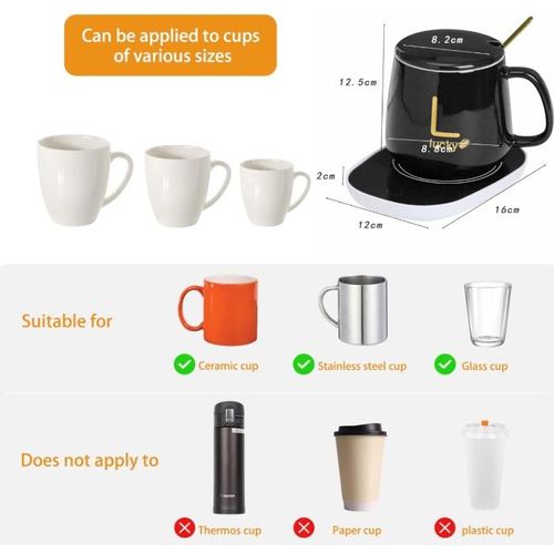 Electric Coffee Cup Mug / Warmer Heater Pad/Heated Coaster,55 Degree Constant Temperature Ceramic Cup