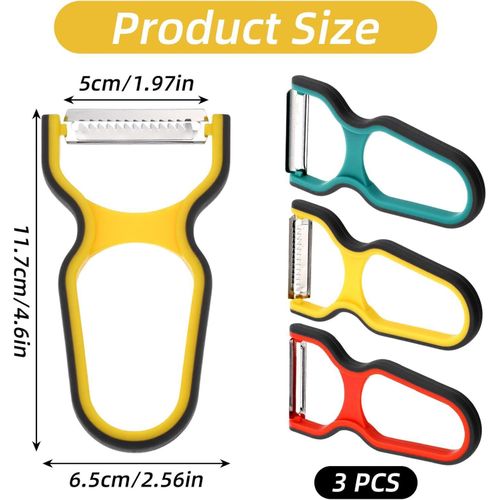 Y Peelers for Kitchen, 3Pcs Stainless Steel Vegetable Peeler - Multifunctional Potato Peelers for Fruits Carrot Kitchen Utensils (Red, Yellow, Green)