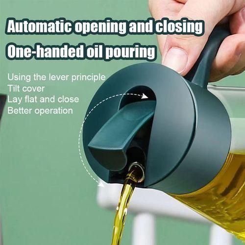 630ML Automatic Flip Cap Auto Refill Glass Soy Sauce Bottle
