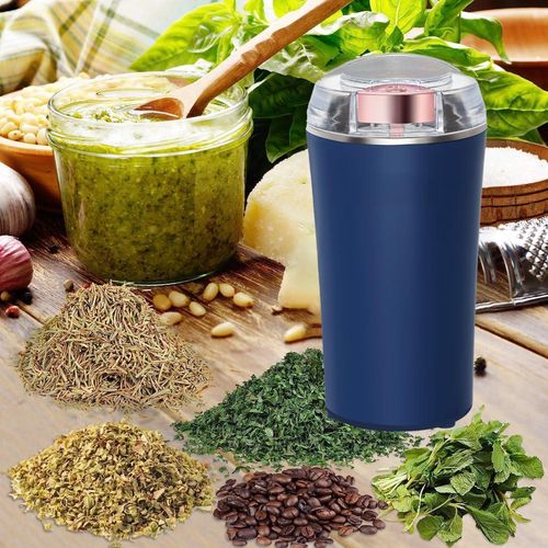 200W Electric Herb Grinder Fast Grinding for Dry Spices Flower Buds with Brush One-Touch Button for Herbs Nuts Grains