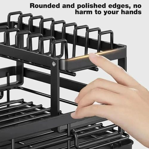 Kitchen countertop dish rack, stainless steel dish drain rack, cutlery rack
