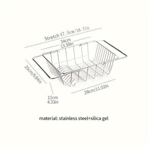 1pc, Retractable Stainless Steel Sink Strainer Drain, Telescopic Drain Basket