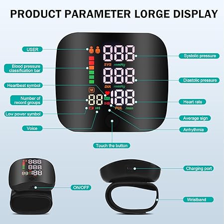 Automatic Wrist Blood Pressure Monitors with LCD Touch Scree