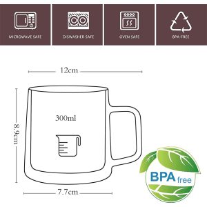 300ml Danny Home Double Wall Clear Glass Coffee & Tea Mug Set (2 Pcs)