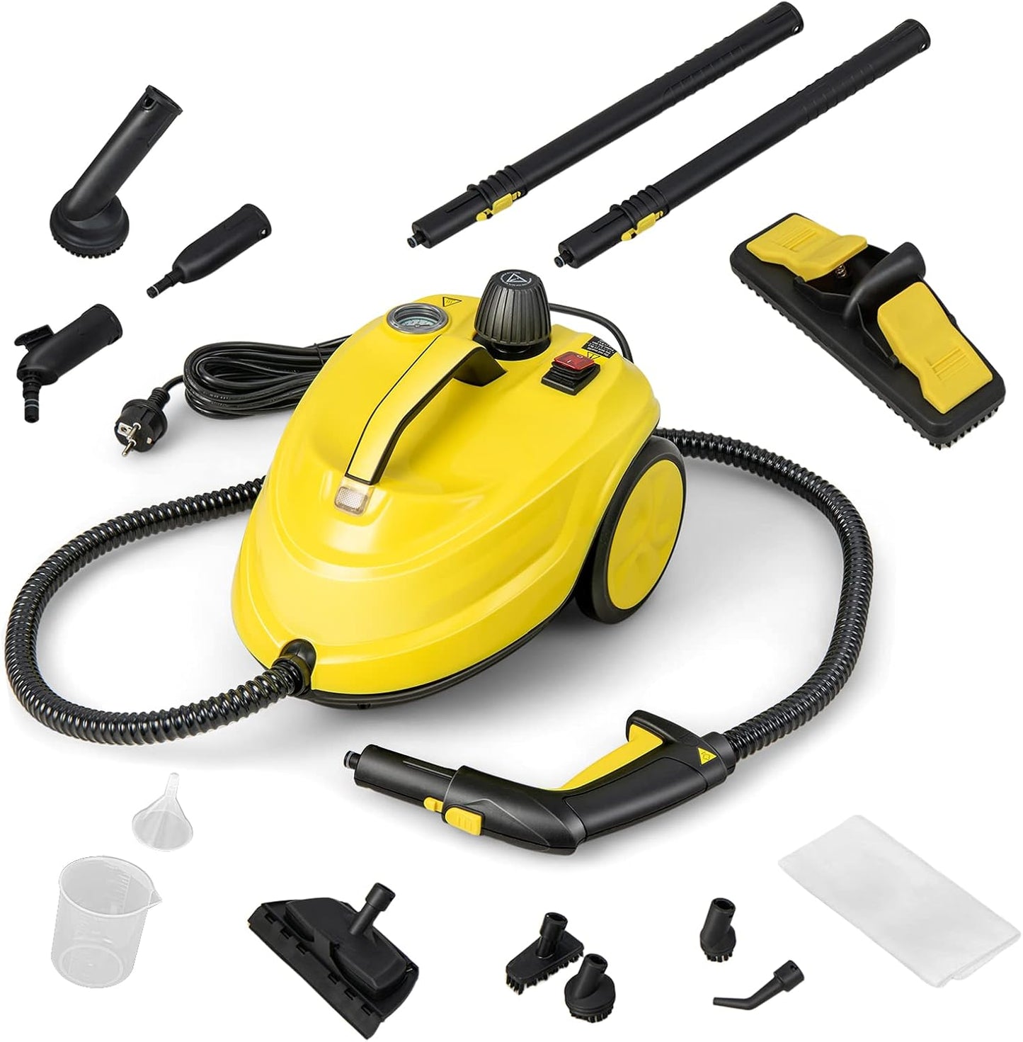 Steam Cleaner, 1800W Handheld Floor Steamer Cleaning Mop with Universal Wheel, 1.8L Tank, Professional-Grade Steamer for Cleaning Floors, Mattresses and Cars (Yellow)