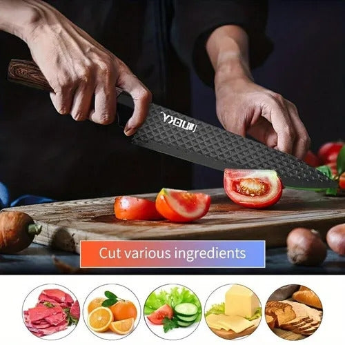 Premium 6-Piece Stainless Steel Kitchen Knife Set – Ultra Sharp with Wooden Ergonomic Handles
