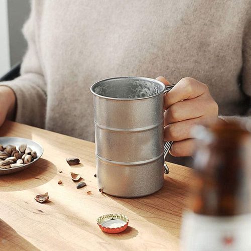 304 stainless steel mug, outdoor camping b-eer mug with wooden lid