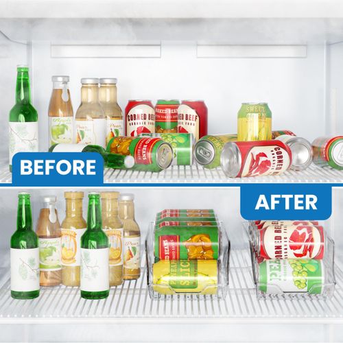 addigoes 2-Pack Soda Can Organizer, Fridge &amp; Pantry Storage Rack - Space-Saving Stackable Organizer for Kitchen, Refrigerator &amp; Freezer (Clear)