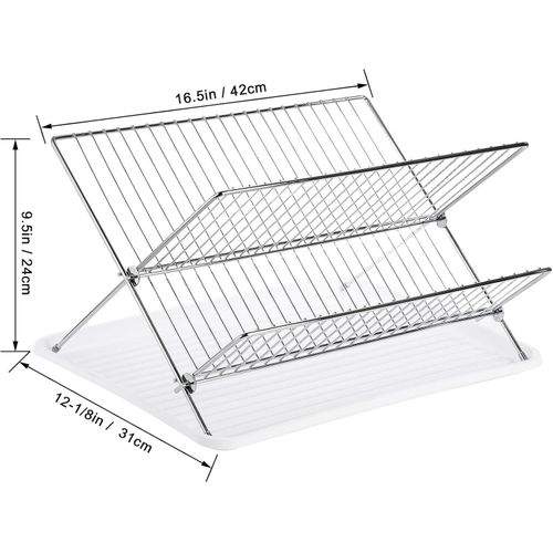 TodyJeyHo Collapsible Dish Drying Rack with Drip Tray  2 Tier Dish Drainer Rack