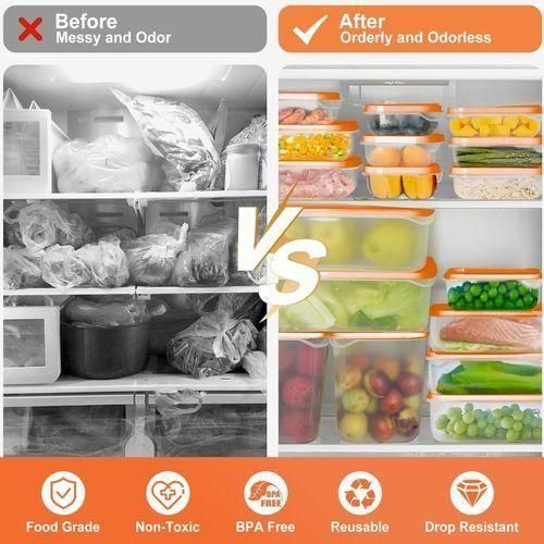 17-Piece BPA-Free Microwaveable and Freezer-Safe Storage Container Set with Lids (Orange)
