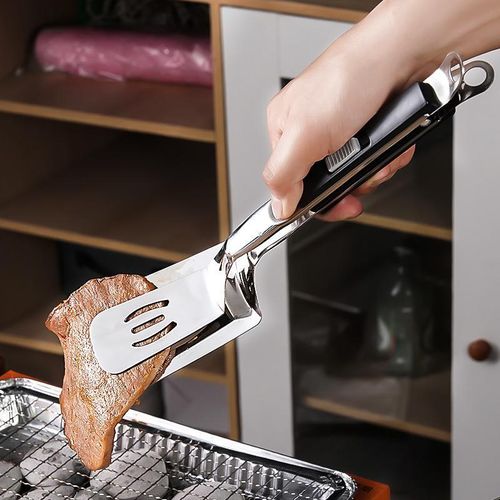 Stainless steel kitchen spatula tongs, cooking spatula tongs, for turning steaks
