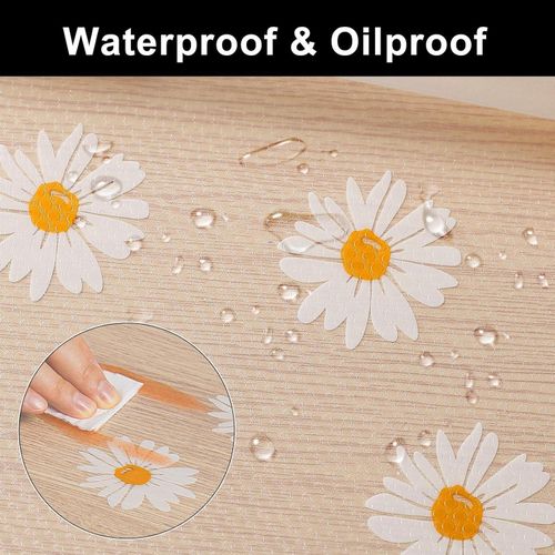 KnMn 45x500 CM Shelf Liner for Kitchen Cabinets Non Adhesive Waterproof Drawer Liner Floral Pattern