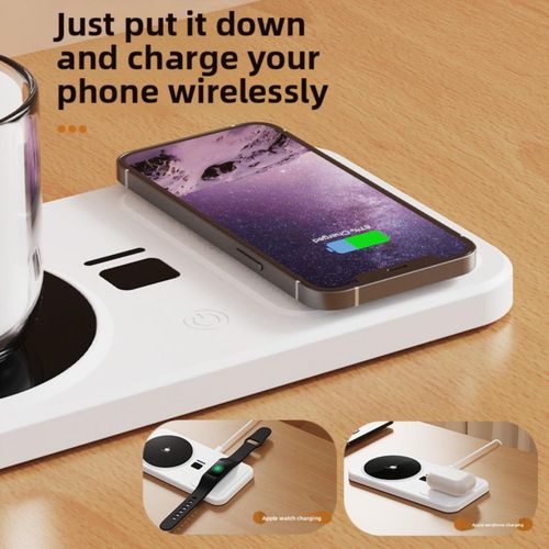 Flushrenic Mug Warmer, 22W Wireless Coffee Cup Heater with Adjustable Settings, Wireless Charging Pad, 3 Temperature Settings, 8-Hour Auto Shut-Off, Power Indicator Light and Wireless Charging Function Coffee/Tea Cup Warmer, Suitable for Home