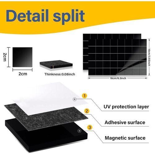110Pcs Square Magnetic Tape Strip with Adhesive Backin One Side Self Adhesive on The Other Side for Fridge Organisation,Art Project,Classroom