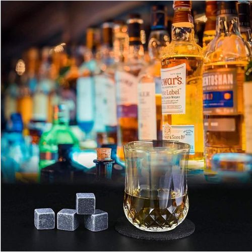 Whisky Stones and Glasses Gift Set, Whisky Granite Chilling Stones