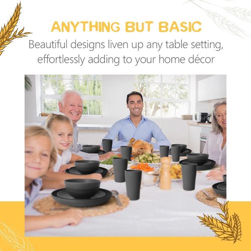 16pcs/set wheat straw tableware set, plate + bowl + cup set