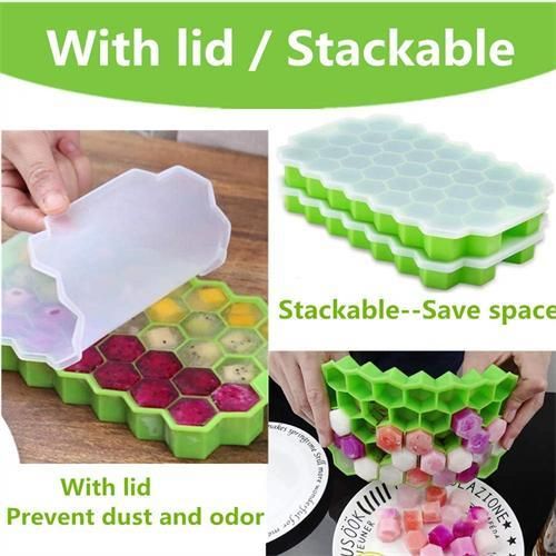 Silicone Honeycomb Ice Tray Ice Tray With Lid 37 Compartment