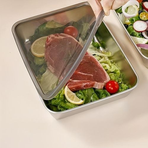 3pcs Stainless Steel Food Storage Containers Leak-Proof, Stackable, Space-Saving - Heavy-Duty Stainless Steel Construction, Airtight Lid for Freshness