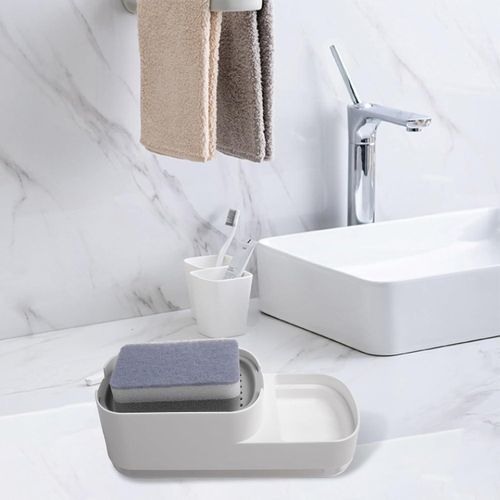 Effortless For Kitchen Cleanup 2 in 1 Soap Dispenser and Sponge Holder for Easy Access (White)