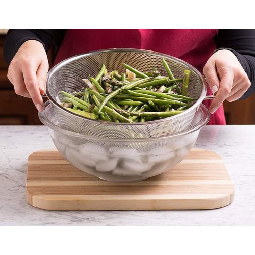 Colander for Kitchen – 5L Stainless Steel Strainer with Handle - Pasta Strainer Bowl for Pasta, Spaghetti, Vegetables, Fruit, and Pot Draining - Stainless Steel Colander