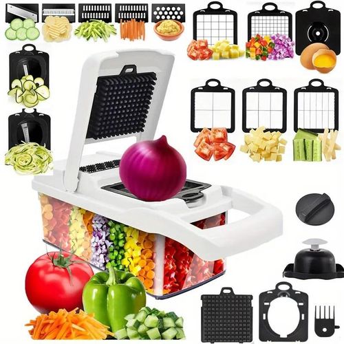 Black and white multifunctional 22 in 1 food chopper onion chopper vegetable slicer chopper vegetable chopper with 12 blades