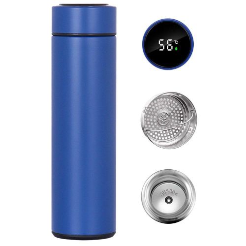 Homemate 500ML Temperature Display Thermos Cup Water Bottle Stainless Steel Divided Thermos Bottle Outdoor Blue Vacuum Flask Insulated Cup Gift