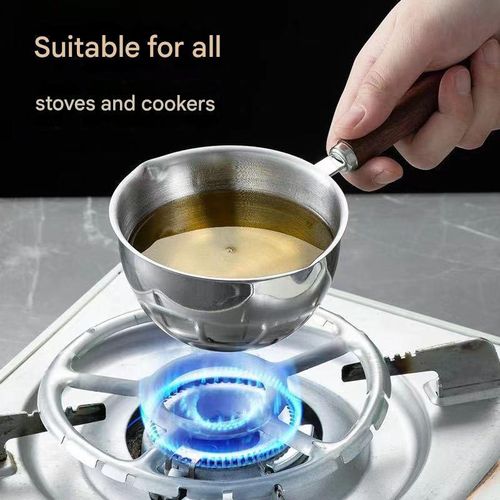 304 stainless steel small oil pan, mini frying pan with pouring spout