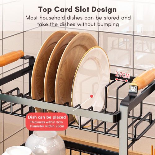 Dish Drying Rack 3-Tier Dish Racks with Detachable Drainboard Chopstick Rack Bowl Holder Storage Rack for Kitchen Counter