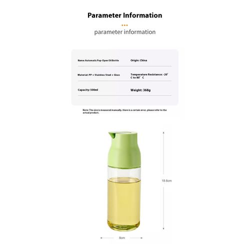 Leak proof glass with gravity nozzle 500ml oil pot - white