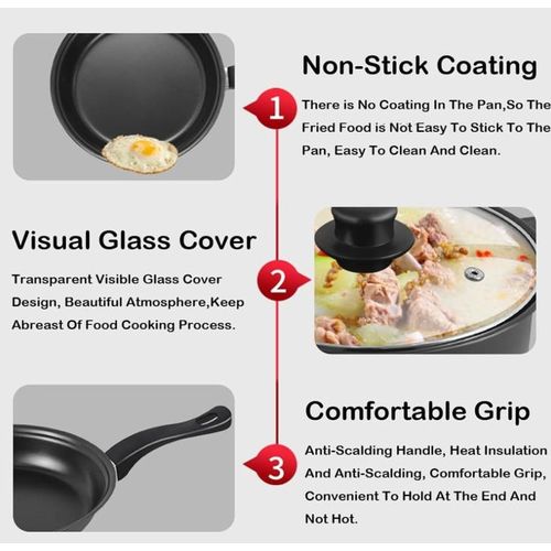 13 piece set of cookware set milk pot soup pot flat bottomed small frying pan lid and shovel to form a pot set