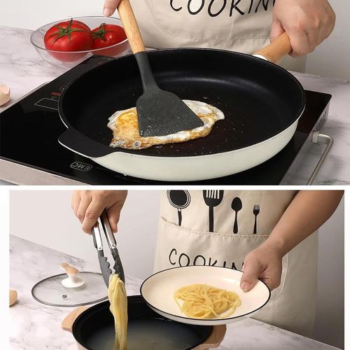 12 PCS Kitchen Cooking Utensils Set, Non Stick Silicone Utensil Set 446°F Heat Resistant, Wooden Handle Silicone Cookware Set
