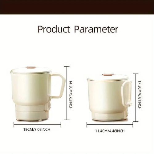 Portable Foldable Electric Kettle 500ml Stainless Steel Travel Hot Water Cup