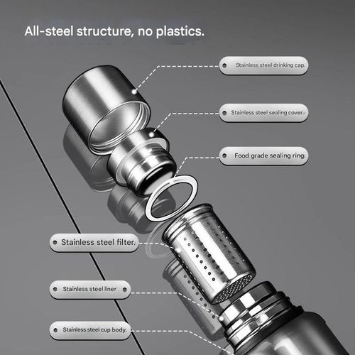 316 Large Capacity 600ML Stainless Steel Thermos Bottle, All-Steel Vacuum Tea and Water Separator Cup