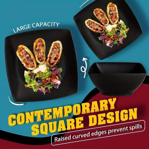 16pcs Square tableware set including plates, dinner plates, bowls and cups