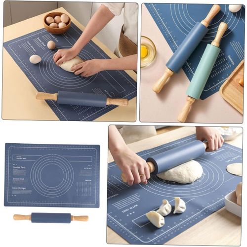 3-piece food grade silicone rolling pin set - blue