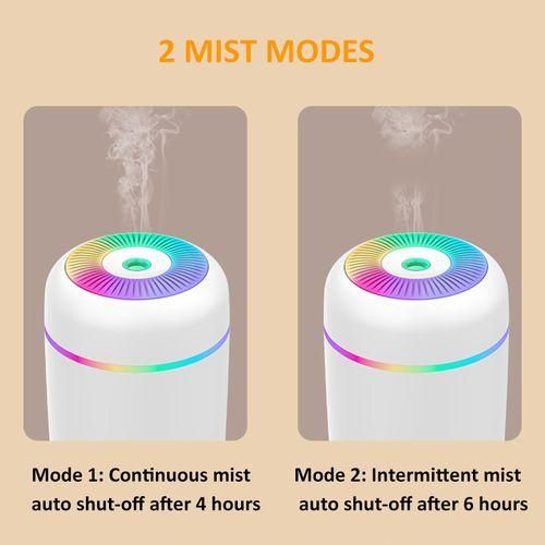 Mythco 300ml Portable Mini Humidifier, Colorful, Cool Mist, USB Charging - White, 2 SPRAY MODES