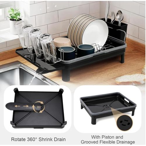 Dish Drying Draining Rack for Kitchen - Black