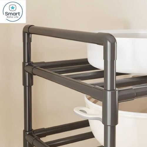 Smartraha life RahaLife Multifunctional Floor Standing Storage Rack Multi-Tier Kitchen Organizer for Microwave, Utensils Bathroom &amp; Home Use Sturdy Steel Shelf
