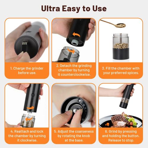Inkbird Electric Salt &amp; Pepper Grinder Set Adjustable Coarseness Spice Mill