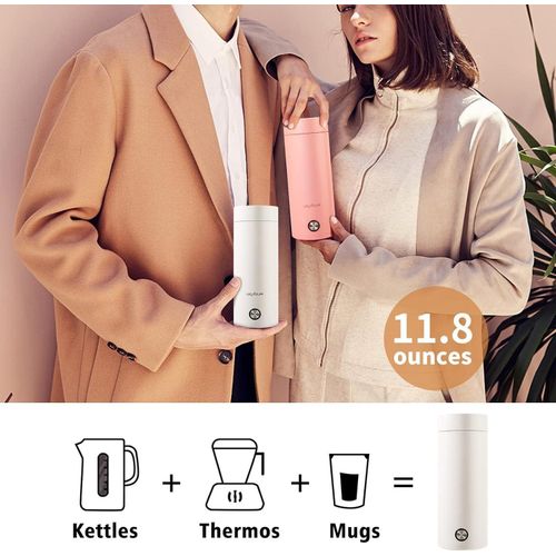 TIMBUTUS Portable Travel Electric Kettle 400ml – Stainless Steel Water Boiler with Boil-Dry Protection &amp; Leak-Proof Lid