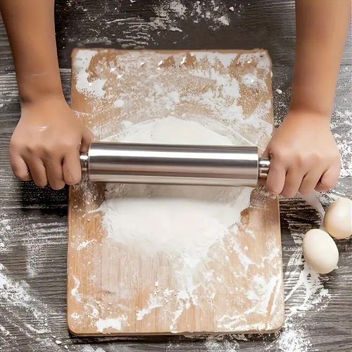 Thickened stainless steel rolling pin - easy to clean and rust-proof (38.3*5*5cm)