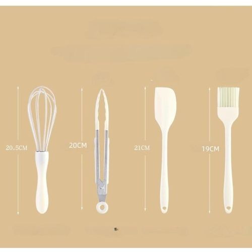 4pcs Mini Kitchen Baking Tools Set - Small Silicone Spatula, Whisk, Brush for Non-Stick Cookware