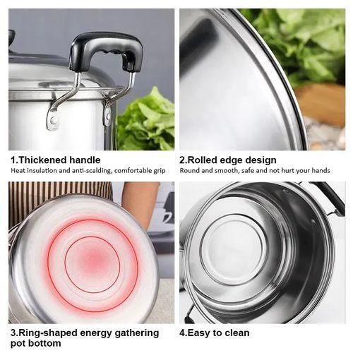 5-Piece Stainless Steel Cookware Set, Kitchen Cookware Set with Lids and Scald-Proof Handles, Suitable for All Stove Types Induction, Gas