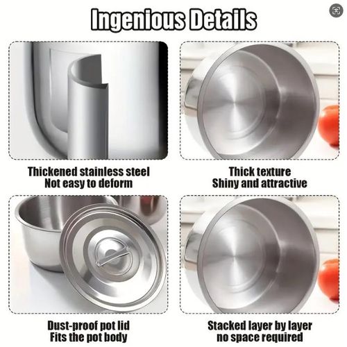 5 Pcs  stainless steel cooking pot set-Stainless Steel Baking Bowl, Mixing Bowl Set- High Quality Non Stick Stainless Steel Cookware set