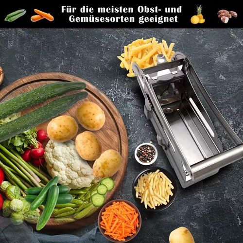 Beqqk 4in1 Vegetable Cutter, French Fries Cutter, Stainless Steel Fruit Cutter, Potato Chipper, Potato Slicer