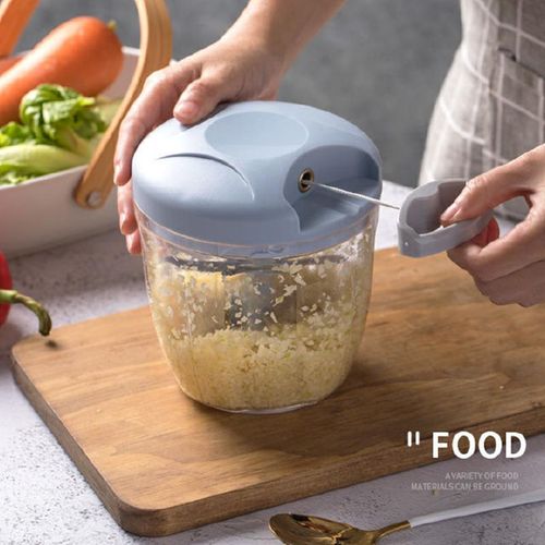 CYFAZA 900ml Manual Food Processor Vegetable Chopper Meat Grinder, Portable Hand Pull String Garlic Mincer Onion Cutter for Veggies, Ginger, Fruits, Nuts, Herbs, Blue