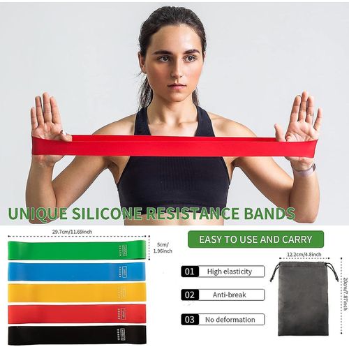 KipFit LATEX RESISTANCE LOOP EXERCISE BANDS THERAPY WORKOUT SET OF 5 (ASSORTED)
