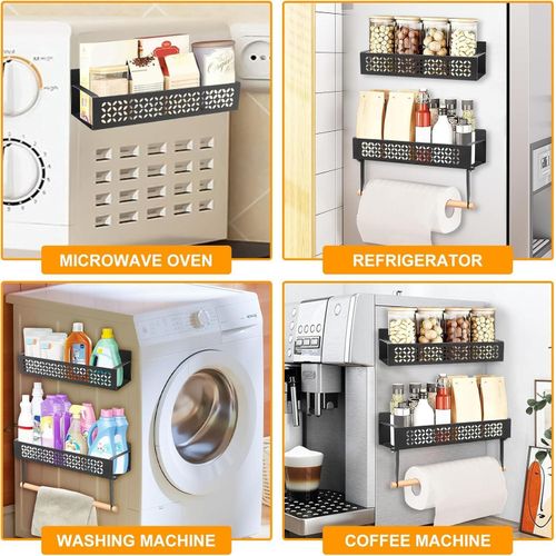 2pcs refrigerator magnetic spice rack, wall-mounted storage rack, with paper towel holder
