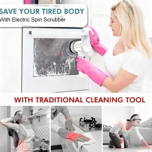 5 in1 Multifunction USB Rechargeable Spin Scrubber,Electric Cleaning Brush  With 5 Replaceable Brush Heads,For Bathroom, Shower, Tub, Kitchen Floor